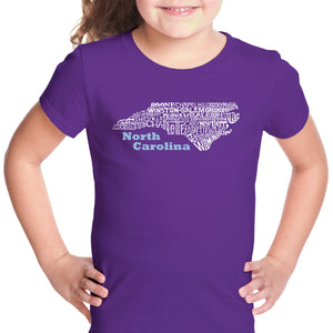 North Carolina - Girl's Word Art T-Shirt