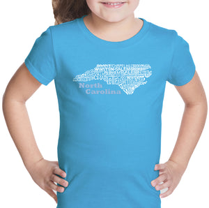 North Carolina - Girl's Word Art T-Shirt