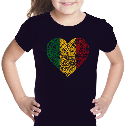 One Love Heart - Girl's Word Art T-Shirt