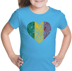 One Love Heart - Girl's Word Art T-Shirt