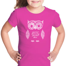 Load image into Gallery viewer, Owl - Girl&#39;s Word Art T-Shirt