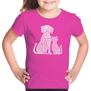 Dogs and Cats  - Girl's Word Art T-Shirt