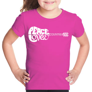 Peace Love Country  - Girl's Word Art T-Shirt