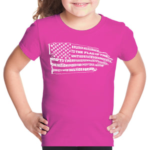 Pledge of Allegiance Flag  - Girl's Word Art T-Shirt