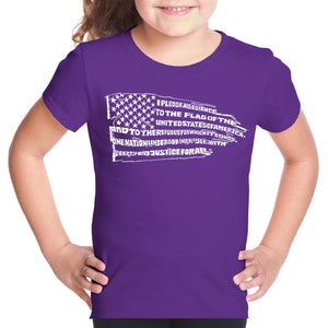Pledge of Allegiance Flag  - Girl's Word Art T-Shirt