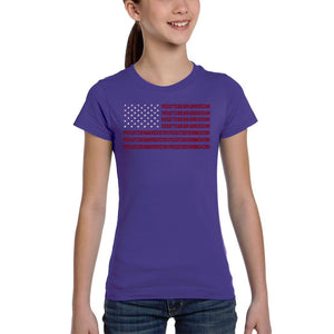 Proud To Be An American - Girl's Word Art T-Shirt