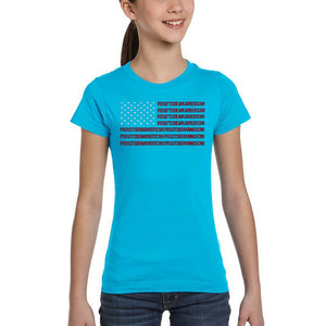 Proud To Be An American - Girl's Word Art T-Shirt