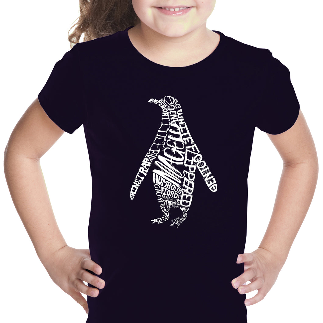 Penguin - Girl's Word Art T-Shirt