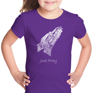 Prayer Hands - Girl's Word Art T-Shirt