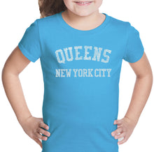Load image into Gallery viewer, POPULAR NEIGHBORHOODS IN QUEENS, NY - Girl&#39;s Word Art T-Shirt