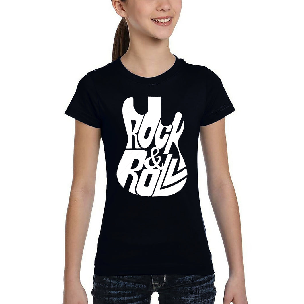 Rock And Roll Guitar - Girl's Word Art T-Shirt