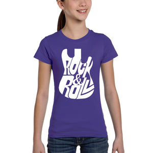 Rock And Roll Guitar - Girl's Word Art T-Shirt