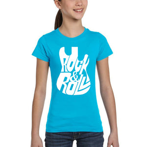 Rock And Roll Guitar - Girl's Word Art T-Shirt