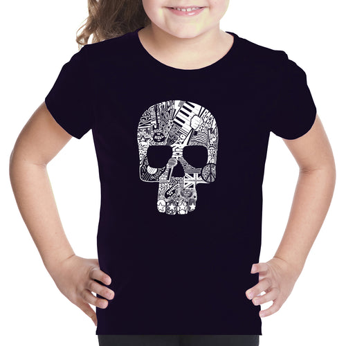 Rock n Roll Skull - Girl's Word Art T-Shirt