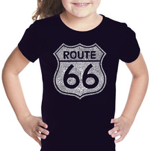 Load image into Gallery viewer, CITIES ALONG THE LEGENDARY ROUTE 66 - Girl&#39;s Word Art T-Shirt