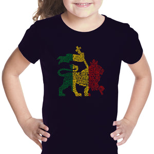 One Love Rasta Lion - Girl's Word Art T-Shirt