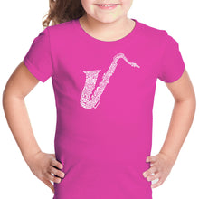 Load image into Gallery viewer, Sax - Girl&#39;s Word Art T-Shirt