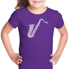 Load image into Gallery viewer, Sax - Girl&#39;s Word Art T-Shirt