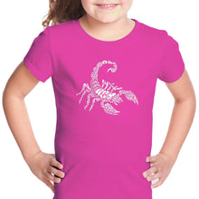 Load image into Gallery viewer, Types of Scorpions - Girl&#39;s Word Art T-Shirt