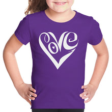 Load image into Gallery viewer, Script Love Heart  - Girl&#39;s Word Art T-Shirt