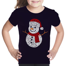 Load image into Gallery viewer, Christmas Snowman - Girl&#39;s Word Art T-Shirt