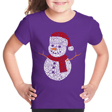 Load image into Gallery viewer, Christmas Snowman - Girl&#39;s Word Art T-Shirt