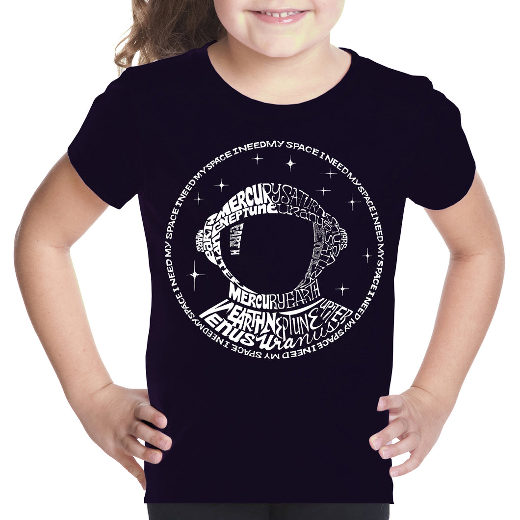 I Need My Space Astronaut - Girl's Word Art T-Shirt