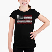 Load image into Gallery viewer, 50 States USA Flag  - Girl&#39;s Word Art T-Shirt