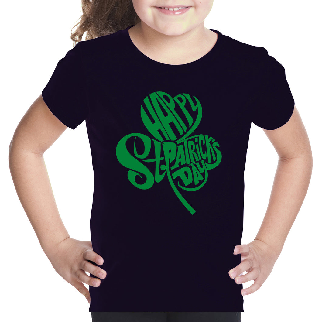 St Patricks Day Shamrock  - Girl's Word Art T-Shirt