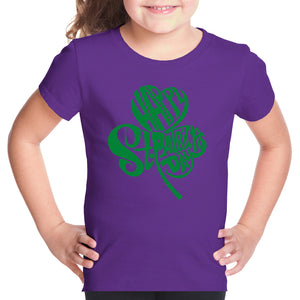 St Patricks Day Shamrock  - Girl's Word Art T-Shirt