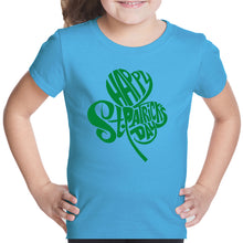 Load image into Gallery viewer, St Patricks Day Shamrock  - Girl&#39;s Word Art T-Shirt