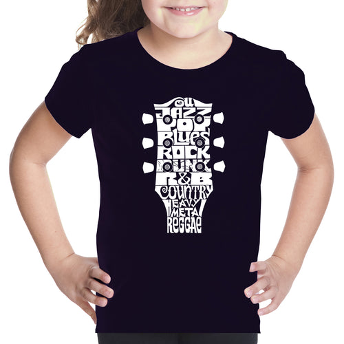 Guitar Head Music Genres  - Girl's Word Art T-Shirt