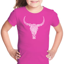 Load image into Gallery viewer, Texas Skull - Girl&#39;s Word Art T-Shirt