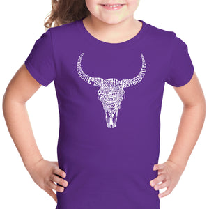 Texas Skull - Girl's Word Art T-Shirt