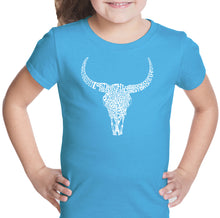 Load image into Gallery viewer, Texas Skull - Girl&#39;s Word Art T-Shirt