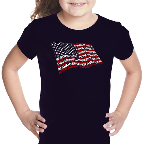 American Wars Tribute Flag - Girl's Word Art T-Shirt