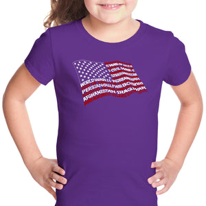 American Wars Tribute Flag - Girl's Word Art T-Shirt