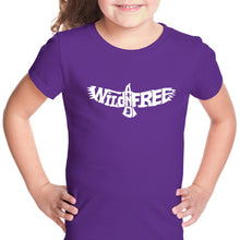 Load image into Gallery viewer, Wild and Free Eagle - Girl&#39;s Word Art T-Shirt