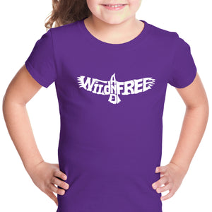 Wild and Free Eagle - Girl's Word Art T-Shirt