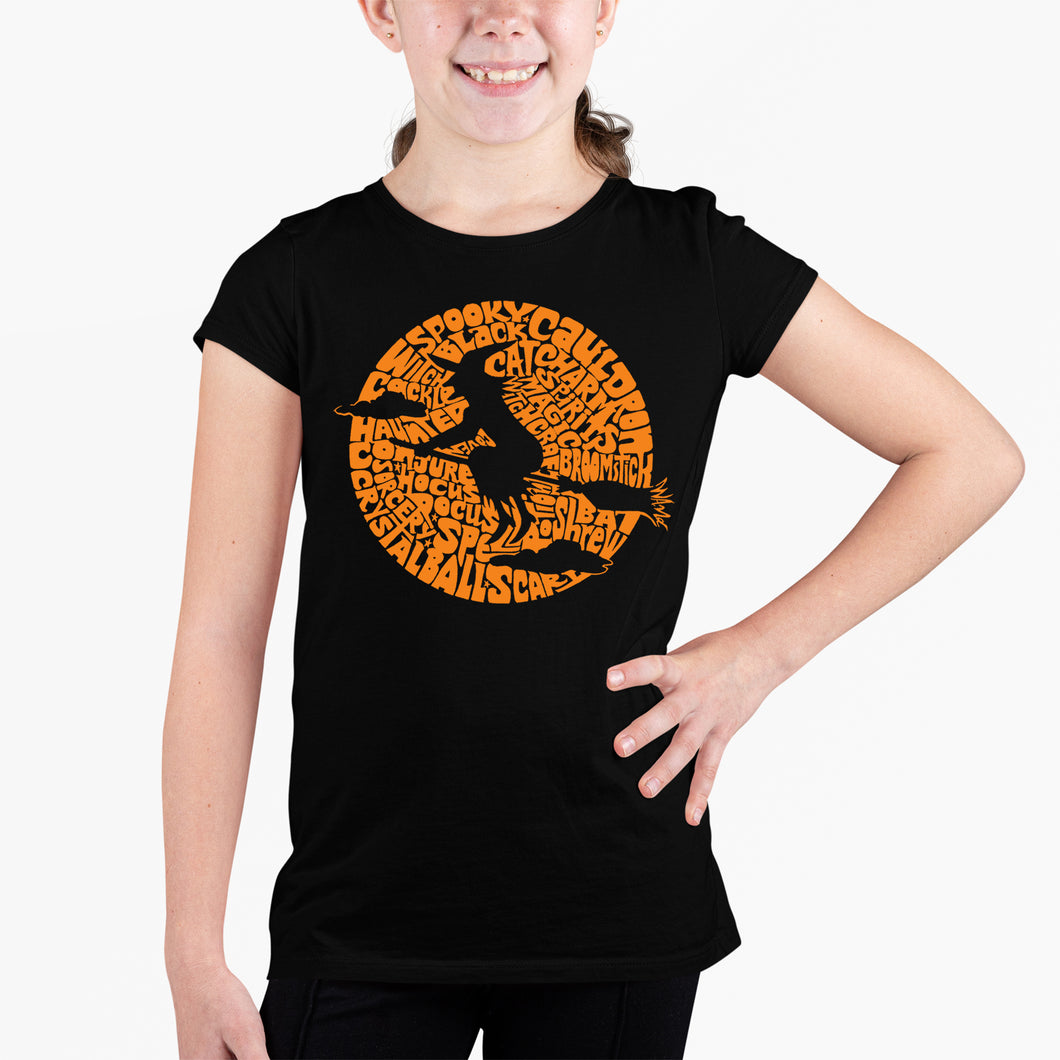 Spooky Witch  - Girl's Word Art T-Shirt