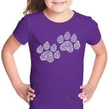Load image into Gallery viewer, Woof Paw Prints - Girl&#39;s Word Art T-Shirt