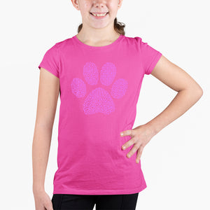 XOXO Dog Paw  - Girl's Word Art T-Shirt
