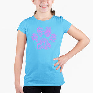 XOXO Dog Paw  - Girl's Word Art T-Shirt