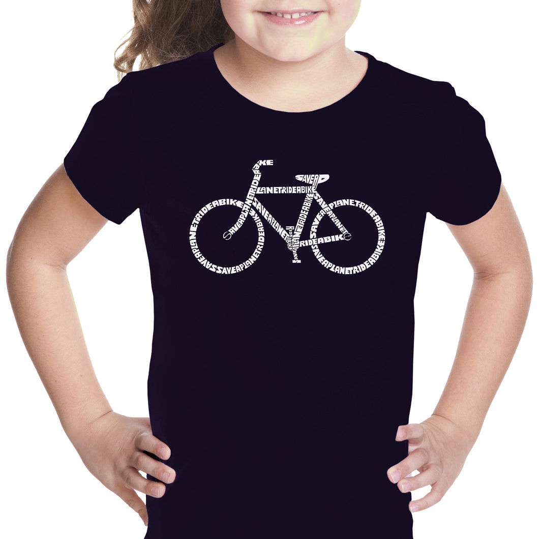 SAVE A PLANET, RIDE A BIKE - Girl's Word Art T-Shirt