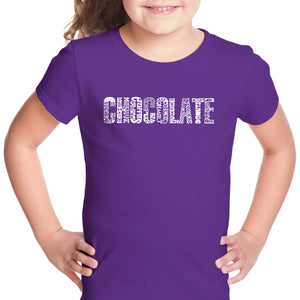 Different foods made with chocolate - Girl's Word Art T-Shirt