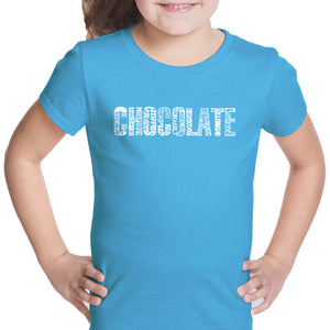 Different foods made with chocolate - Girl's Word Art T-Shirt