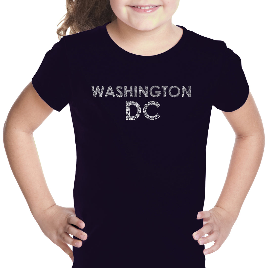 WASHINGTON DC NEIGHBORHOODS - Girl's Word Art T-Shirt