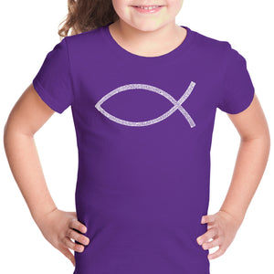 JESUS FISH - Girl's Word Art T-Shirt