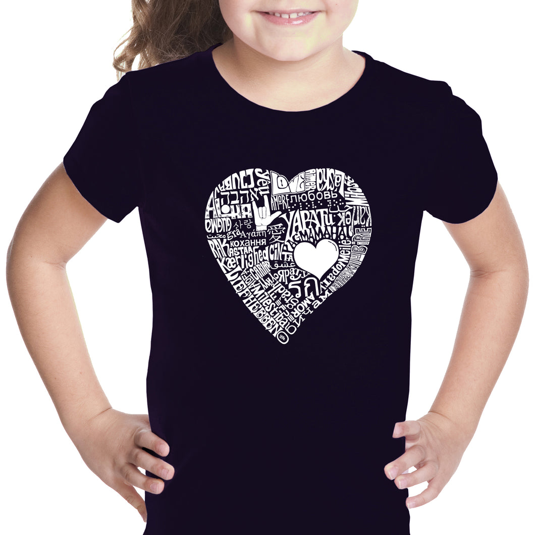 LOVE IN 44 DIFFERENT LANGUAGES - Girl's Word Art T-Shirt