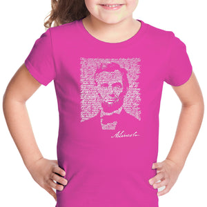 ABRAHAM LINCOLN GETTYSBURG ADDRESS - Girl's Word Art T-Shirt